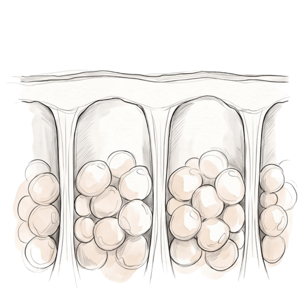 Fat expands between the bands.